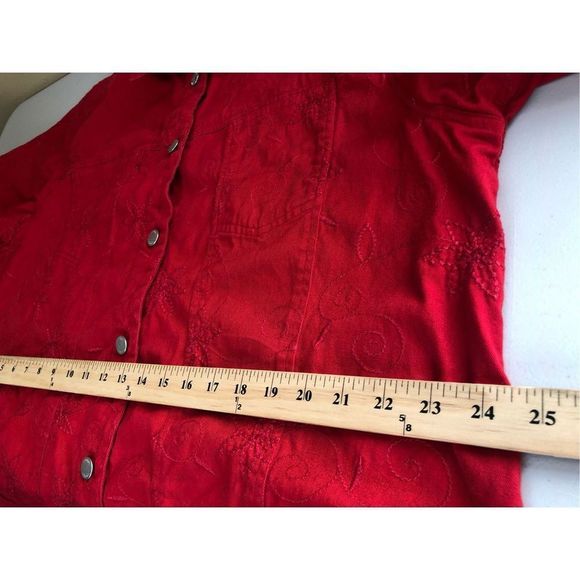 New Direction Womens Embroidered Jacket Solid Red Size 1X - Picture 9 of 12